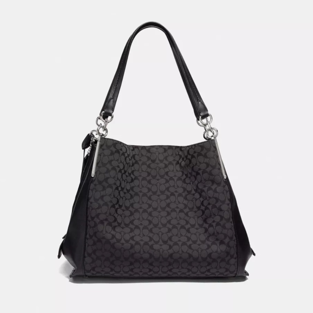 Coach Signature Jacquard Dalton 31 Black Silver Luxury Designer Shoulder Bag